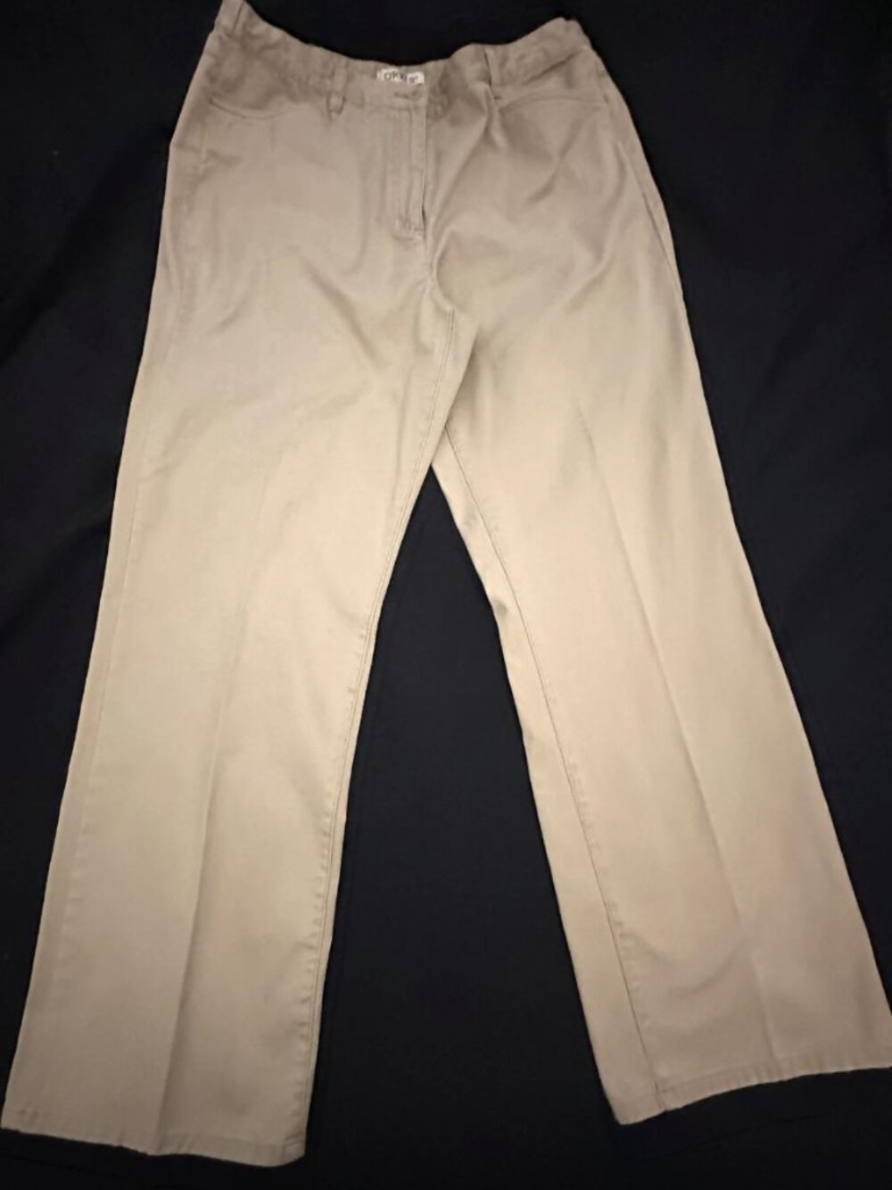 Orvis Womens Khaki Cotton Pants Size 12 Elastic Waist Straight Leg Gorpcore